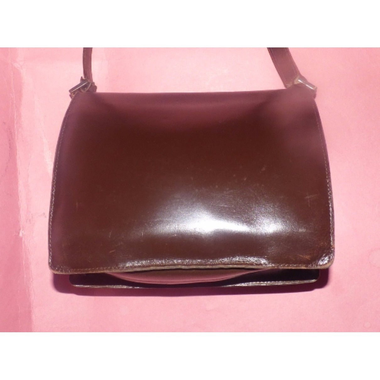 GUCCI 1960's 'Padlock' brown & tan leather boxy purse | AlmaBagz - Image 4