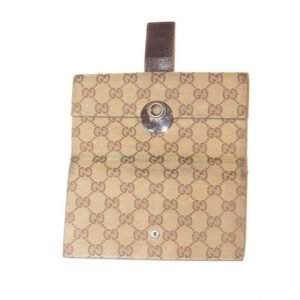 Gucci Brown Large G Logo Print Canvas And Brown Leather Vintage Wallet | AlmaBagz