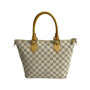 LOUIS VUITTON Handbag leather white Damier Azul Saleya PM | AlmaBagz