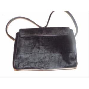 Gucci Black Pony Hair & Leather Crocodile Print Shoulder Bag | AlmaBagz