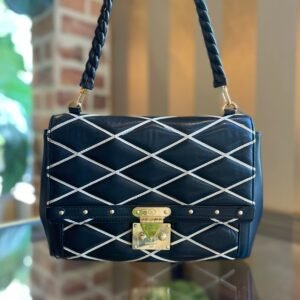 LOUIS VUITTON Malletage Pochette Black White Quilted Lambskin Shoulder Bag | AlmaBagz