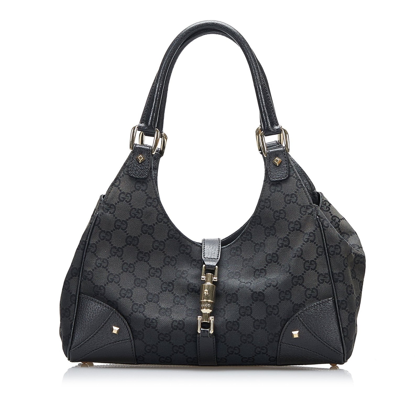 Gucci GG Canvas Nailhead Jackie O Handbag | AlmaBagz