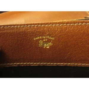 Gucci Vintage Pursesdesigner Purses Black Large G Logo Print And Brown Leather Canvas Messenger Bag | AlmaBagz