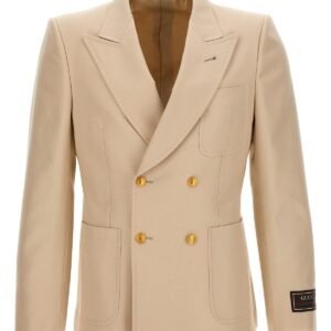 Gucci Men Cotton Double Breast Blazer Jacket | AlmaBagz