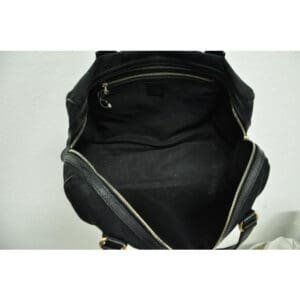 Gucci Black Large Logo Print Canvas And Black Leather Canvas Satchel | AlmaBagz