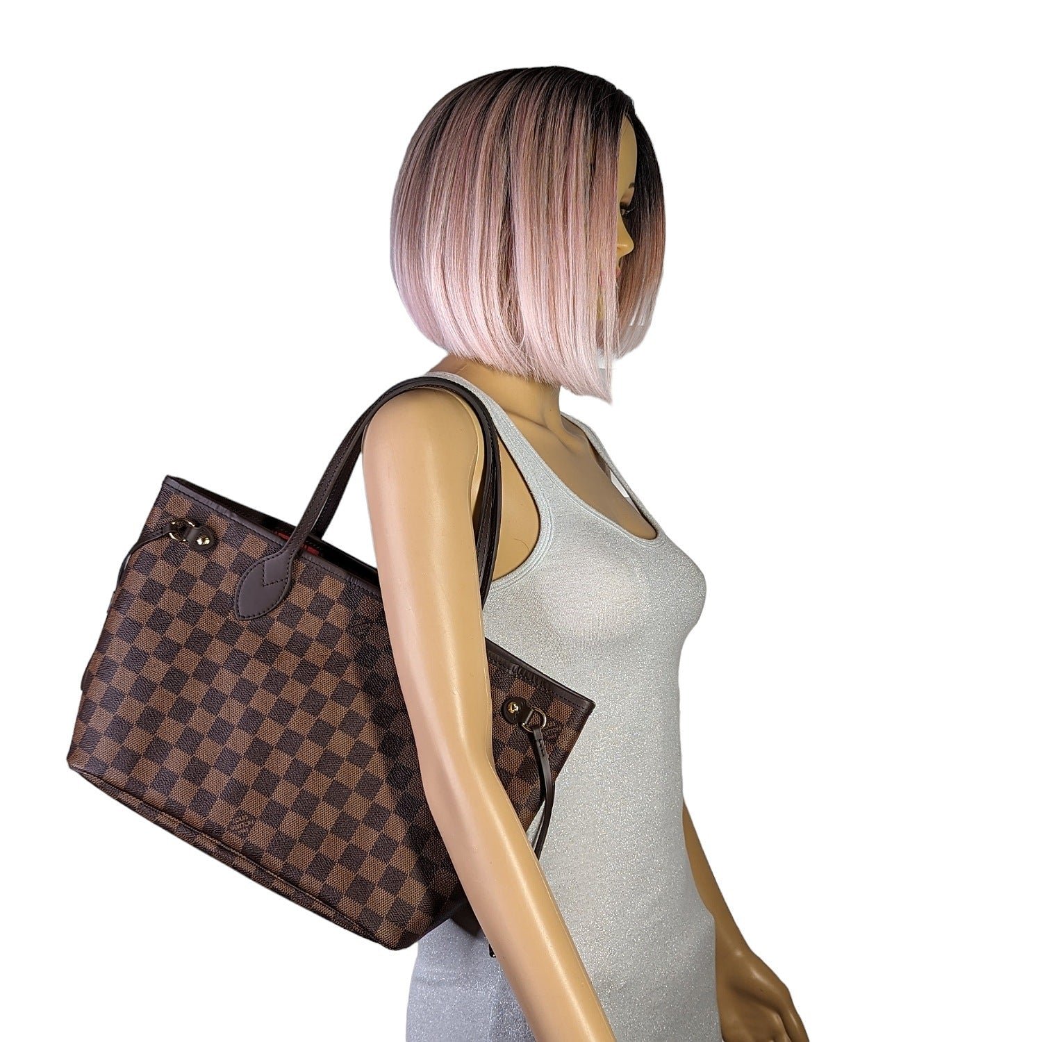 Louis Vuitton Neverfull Damier Ebene PM Tote & Pochette | AlmaBagz