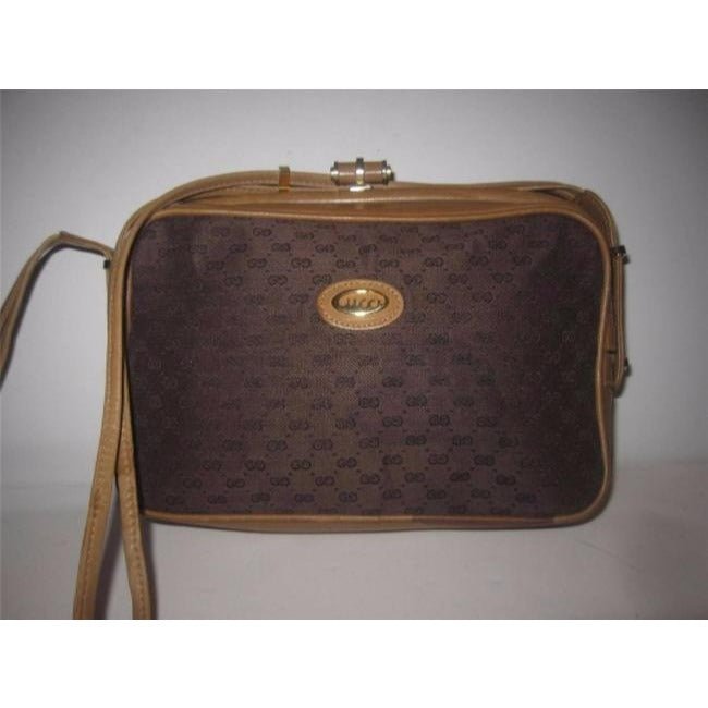 Gucci Vintage Shades Of Brown With Small G Logo Print Canvas Leather And Cross Body | AlmaBagz