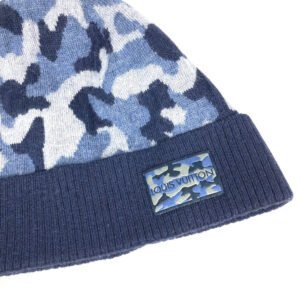 LOUIS VUITTON Knit hat M70725 wool blue beanie hat knit hat knit cap Camouflage camouflage | AlmaBagz