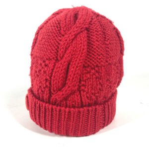 LOUIS VUITTON Knit hat wool Red With can badge Pone Constance | AlmaBagz