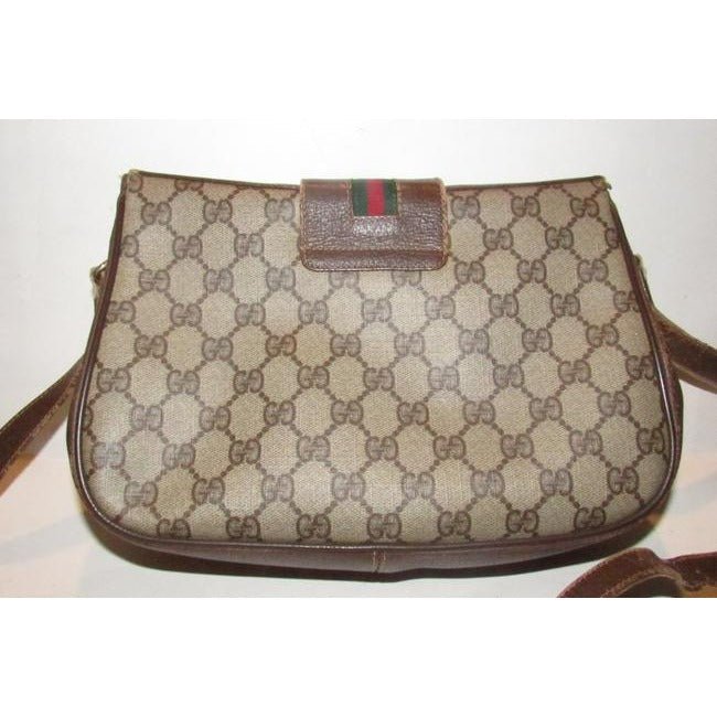 Gucci Vintage Accessory Collection Pursesdesigner Purses Brown Large G Logo Print Coated Canvasleath | AlmaBagz
