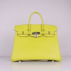 Hermes Birkin 35cm Togo leather Handbags Lemon Yellow Silver | AlmaBagz