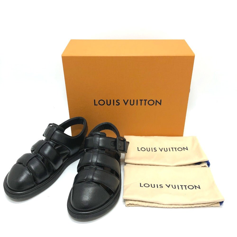 LOUIS VUITTON Sandals 1ACVTR leather black LV Venice Line Sandals 6.5 | AlmaBagz - Image 14