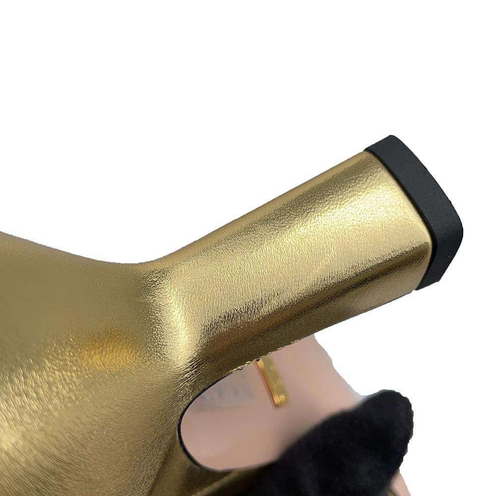 GUCCI Adidas Collaboration GG Logo Slide Sandals Gold/Black 722445 Leather Velour Size 38 1/2 | AlmaBagz - Image 5