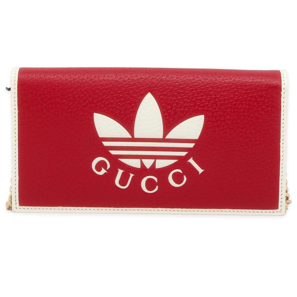 GUCCI adidas Collaboration Chain Wallet Red/White 621892 Leather | AlmaBagz