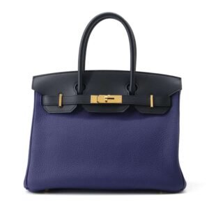 HERMES Birkin Touch Blue Encre/Blue Obscure/Blue Zelage Togo Leather Sombrero Leather Size 30 | AlmaBagz