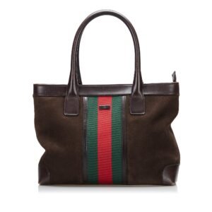 Gucci Web Suede Tote Tote Bag | AlmaBagz