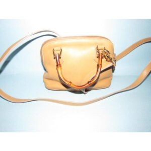 Gucci Vintage Light Sand Beige Colored Leather With Bamboo Accents | AlmaBagz