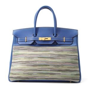 HERMES Birkin Blue france Evercalf Leather Vibrato Size 35 | AlmaBagz