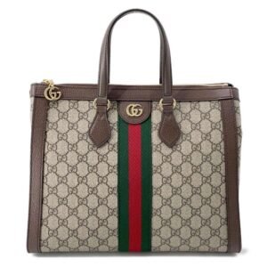 GUCCI Ophidia GGMedium Tote Bag Beige/Brown 524537 GG SupremeCanvas Leather | AlmaBagz