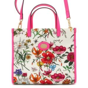 GUCCI Interlocking G Flora 2WAY Shoulder Bag White/Pink 550141 Canvas Leather | AlmaBagz