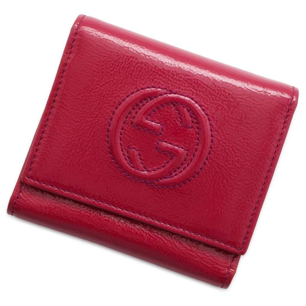 GUCCI Soho Tri-fold Wallet Pink 351485 Patent Leather | AlmaBagz