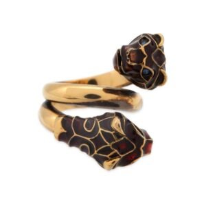 GUCCI Double Tiger Head Ring Size 10 Antique Gold 402269 Metal | AlmaBagz