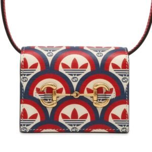 GUCCI GUCCI x adidas Horsebit Shoulder Wallet Red/Navy 702248 Leather | AlmaBagz
