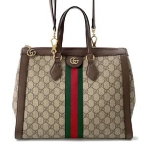 GUCCI Ophidia GGMedium Handbag Beige/Brown 524537 GG SupremeCanvas Leather | AlmaBagz