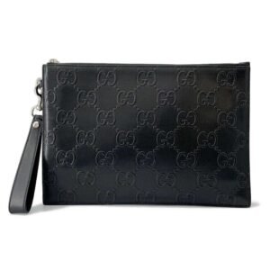 GUCCI GG embossed Clutch Bag Black 625569 Leather | AlmaBagz