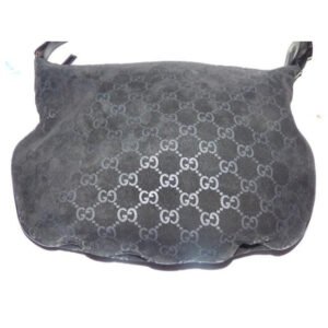 Gucci Vintage Black With Metallic Embossed G Logo Print Suede Leather Hobo Bag | AlmaBagz