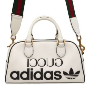 GUCCI Mini Duffle Bag Adidas collaboration White/Black 702397 Leather | AlmaBagz
