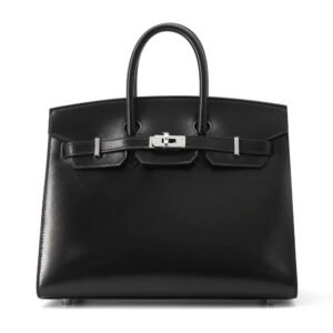 HERMES Birkin Sellier Black Box Calf Leather Size 25 | AlmaBagz