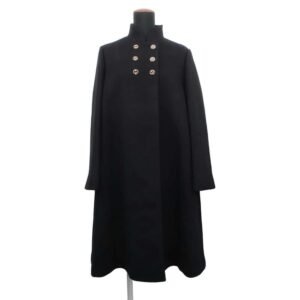 GUCCI Interlocking G Button Long Coat Size 42 Black 619325 Wool 98% Nylon2% | AlmaBagz