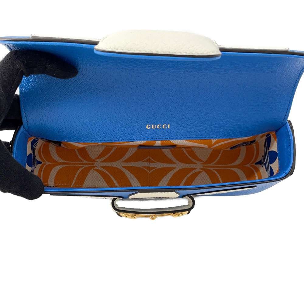 GUCCI Adidas collaboration Horsebit1955 ChainShoulder Bag White/Blue 722009 Leather Size Small | AlmaBagz - Image 6