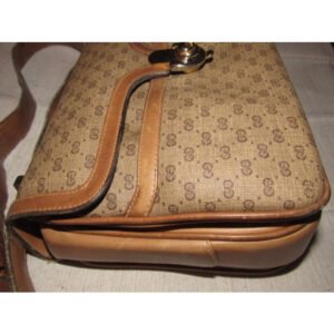 Gucci Vintage Pursesdesigner Purses Brown Small G Logo Print Coated Canvas And Camel Leather Shoulde | AlmaBagz