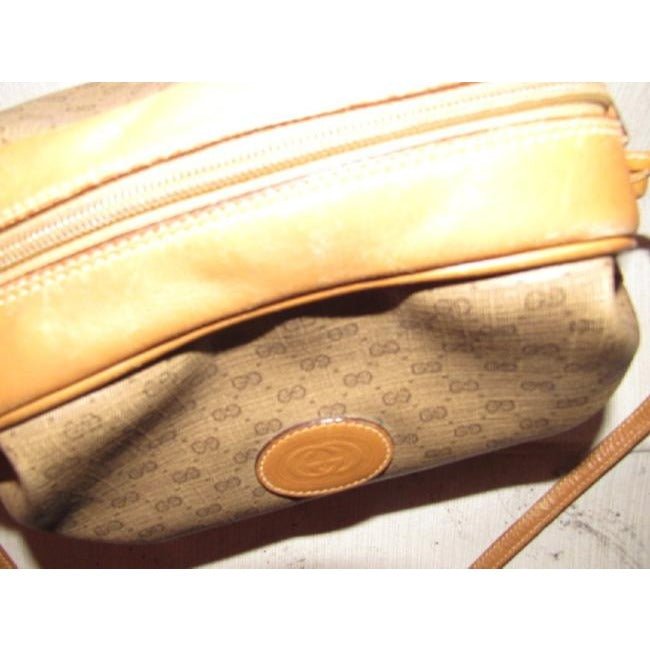 Gucci Vintage Bagsdesigner Purses Dark Brown Small G Logo Print On Lighter Brown Coated Canvascamel | AlmaBagz