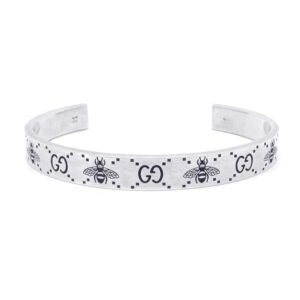 GUCCI GG & Bee Bangle GG & Bee Engraving Bangle Size 19 728296 SV925 | AlmaBagz