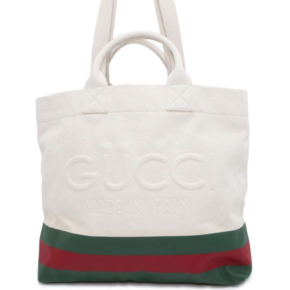 GUCCI Tote Bag with embossed details Natural 782741 Canvas | AlmaBagz