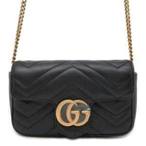 GUCCI GG Marmont Quilted Leather Super Mini Bag Black 476433 | AlmaBagz