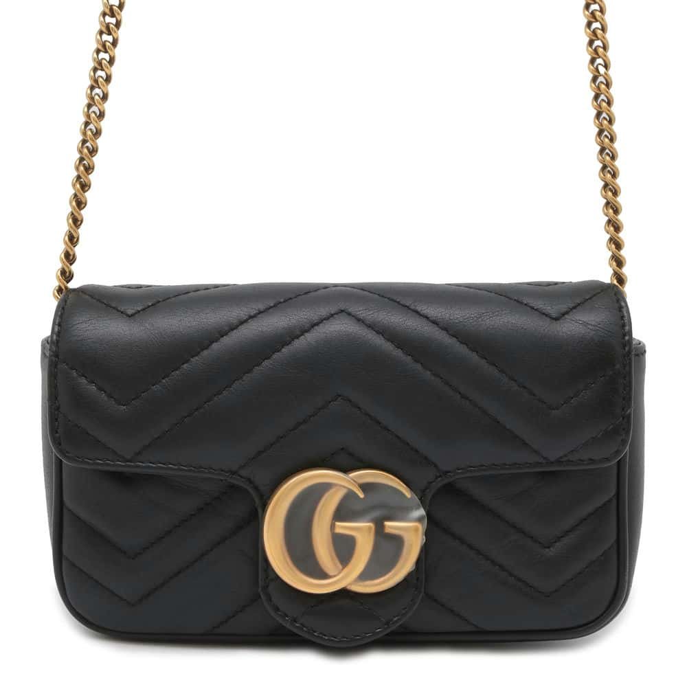 GUCCI GG Marmont Quilted Leather Super Mini Bag Black 476433 | AlmaBagz