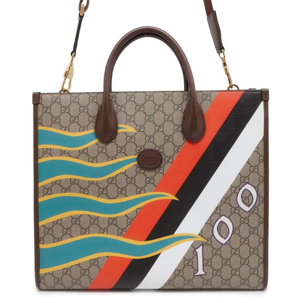 GUCCI Interlocking G Medium Tote Bag Beige/Brown/Multicolor 674148 PVC Leather | AlmaBagz