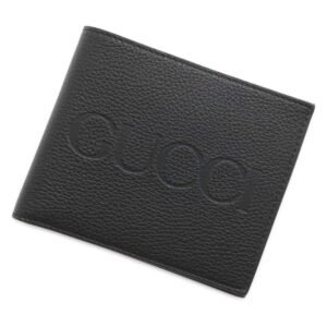 GUCCI Embossed Logo Bifold Wallet Black 658681 Leather | AlmaBagz