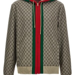 Gucci Men Web Ribbon Hooded Jacket | AlmaBagz