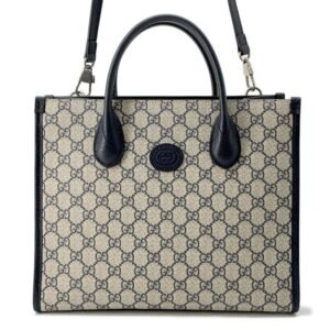 GUCCI Interlocking G Tote Bag Beige/Blue 659983 GG SupremeCanvas Size Small | AlmaBagz