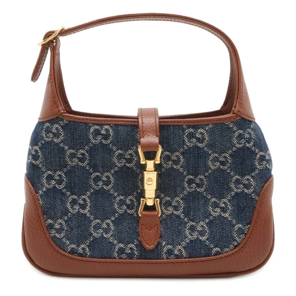 GUCCI GG Supreme Jackie1961 2wayShoulder Bag Blue/Brown 637092 Denim Leather | AlmaBagz