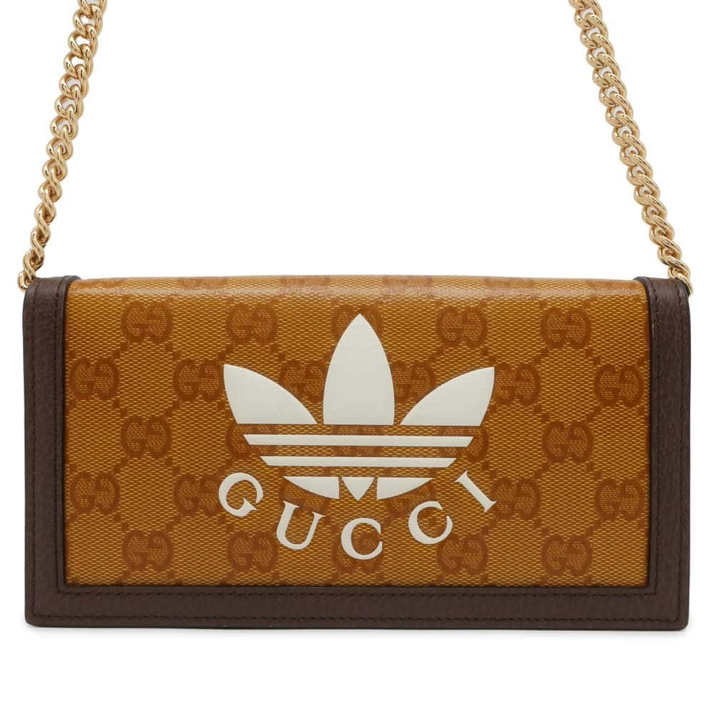 GUCCI Adidas Collaboration Chain Wallet Yellow/Brown 621892 PVC/Leather | AlmaBagz
