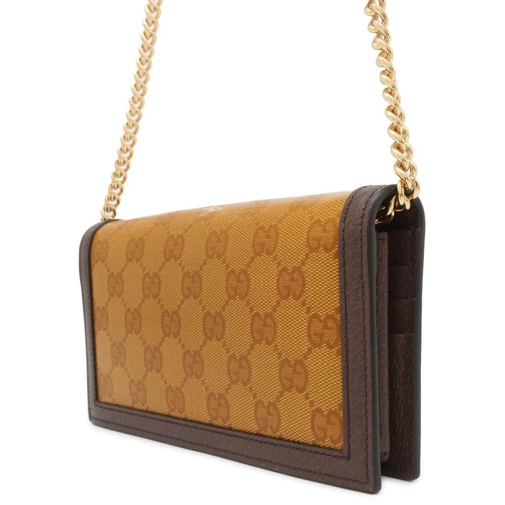 GUCCI Adidas Collaboration Chain Wallet Yellow/Brown 621892 PVC/Leather | AlmaBagz - Image 2