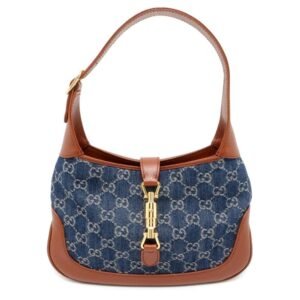 GUCCI New Jackie Handbag Blue/Brown 636706 Denim Leather | AlmaBagz