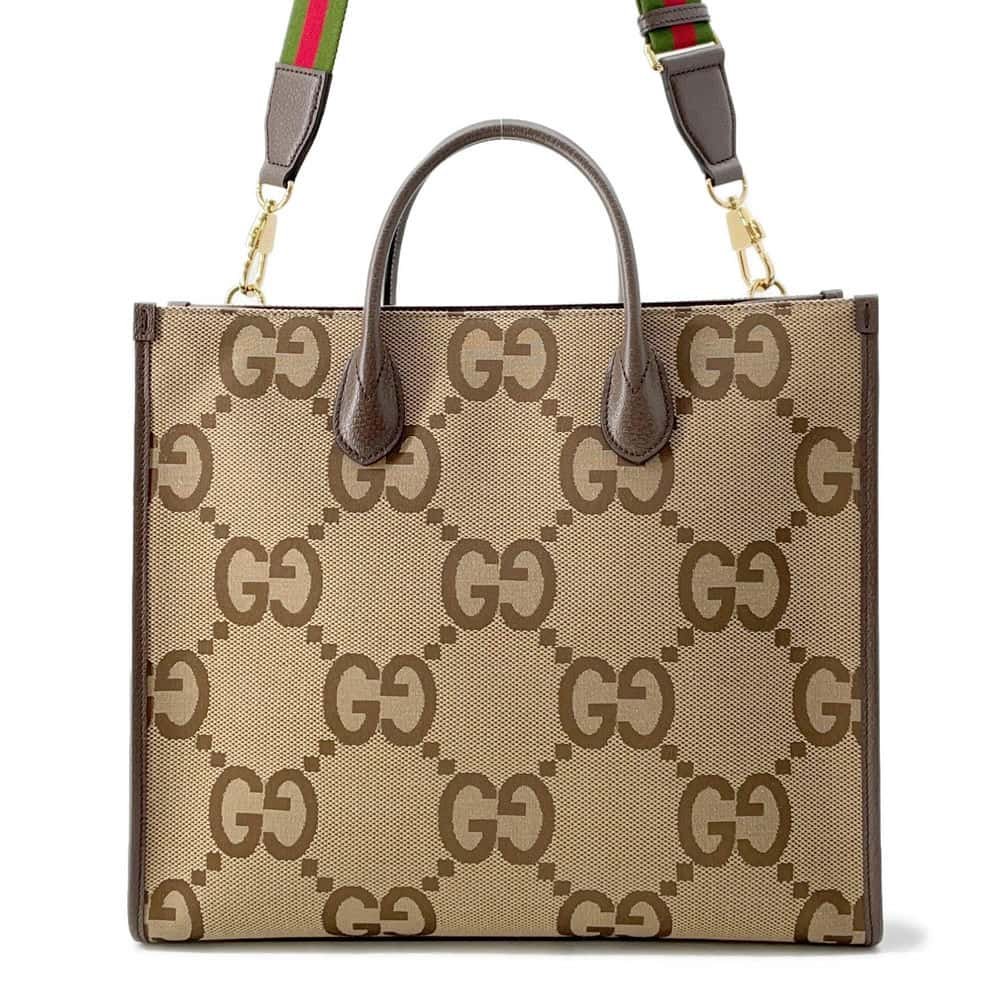 GUCCI Jumbo GG 2way Tote Bag Beige/Brown 678839 Canvas Leather | AlmaBagz