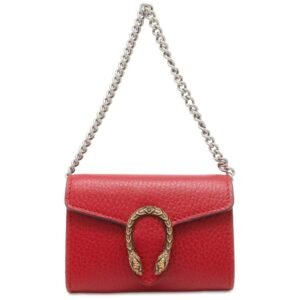 GUCCI Dionysus Chain Card Case Red 574930 Leather | AlmaBagz